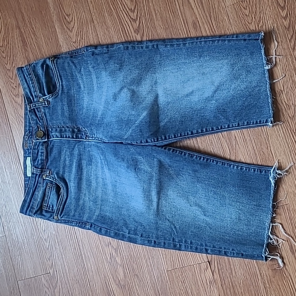 Kut From The Kloth Kick Flare Capri Dark Blue Jean Stretch Womens Size 10 - Picture 3 of 14